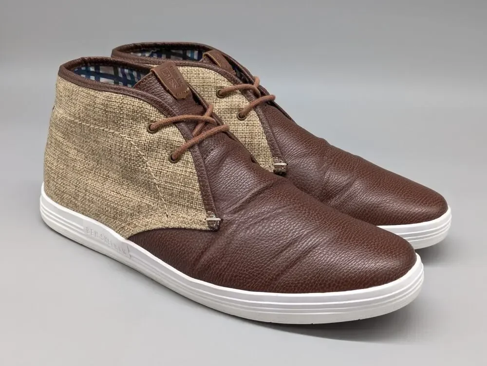 Ben Sherman Mens Brahma Chukka Brown Ankle Boots Shoes Plaid Lined Size 13